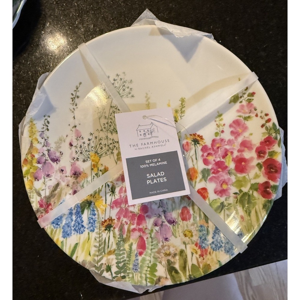Farmhouse by Rachel Ashwell‎ 'Summer Meadow' Melamine Salad Plate Set 8" NEW!